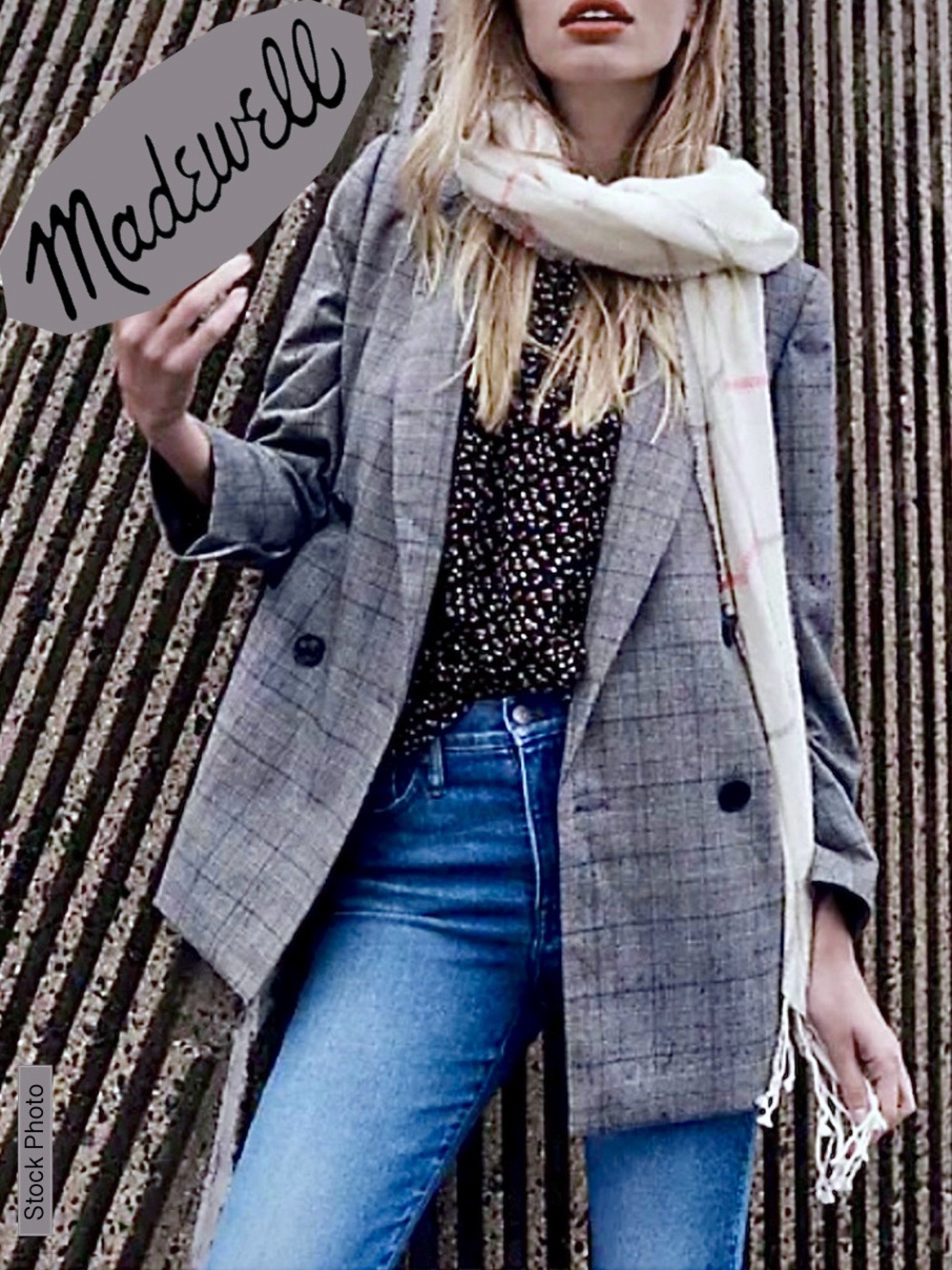 Madewell Caldwell Double Breasted Blazer Peaked Lapel Edition Suiting Glen Plaid